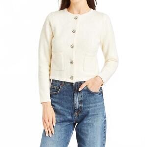 NEW DREW marielle embellished cardigan in ivory